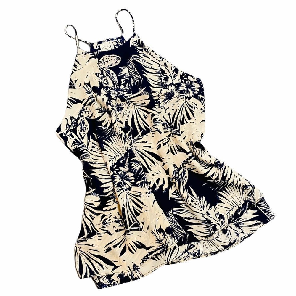 Paper Crane | Navy Palm Leaves Print Tank